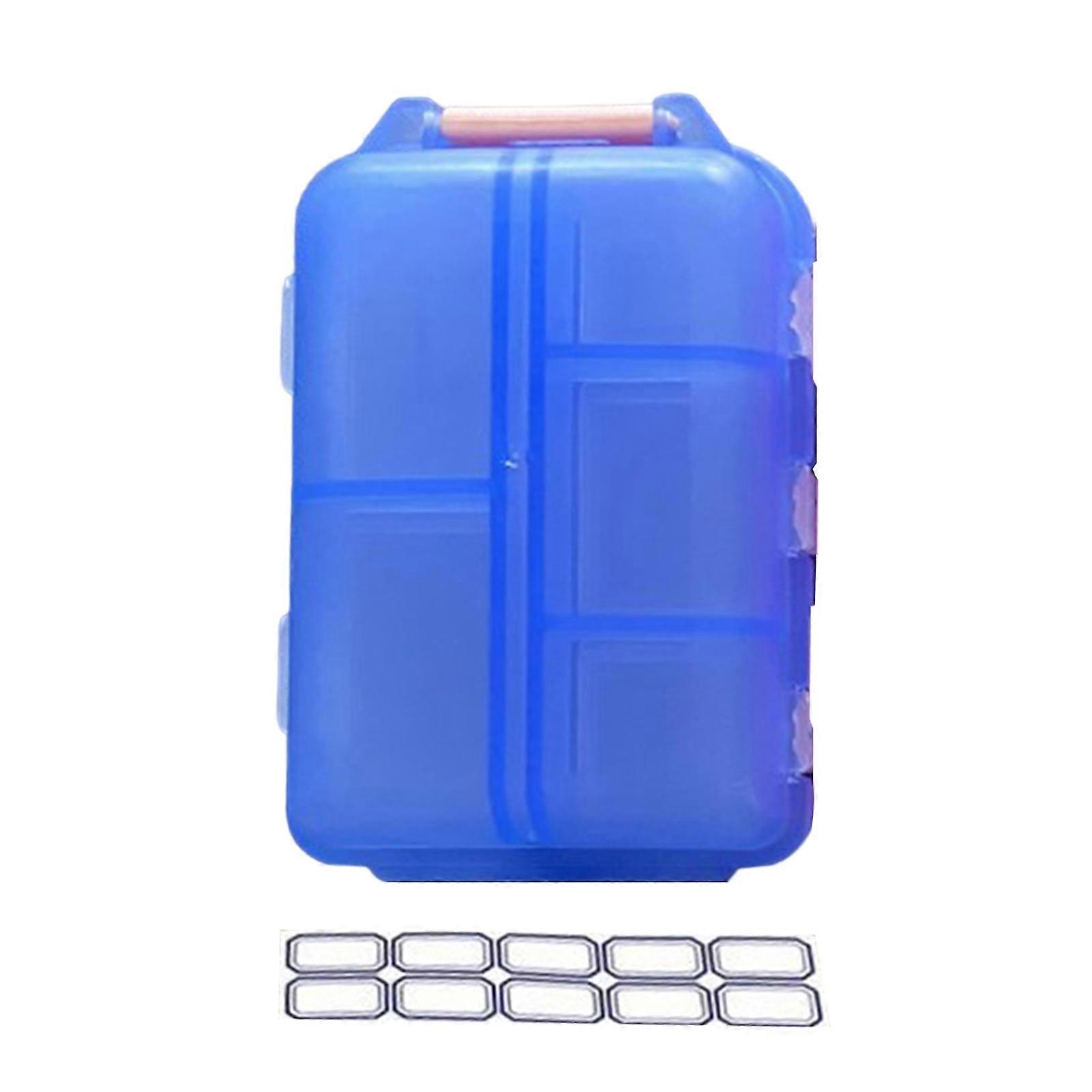 10 Compartments Pill Organizer with Labels Double Layers Portable Food Grade Travel Capsule Tablet Storage Box Container Traveling Supplies KAESI