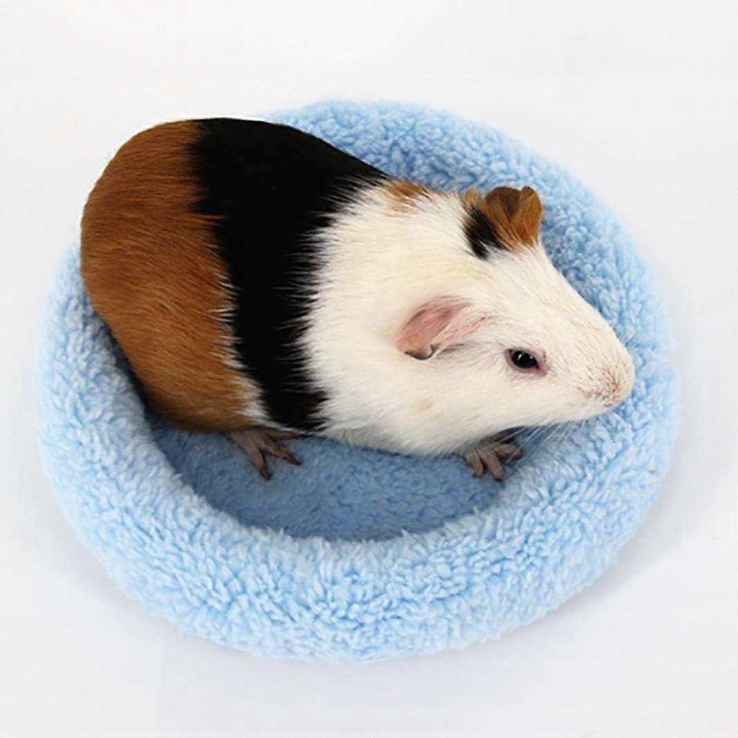 1pc Soft, Comfortable Round Warm Fleece Hamster Bed Sleep Mat for Rat, Hedgehog, Squirrel, Guinea Pig, Small Animals (L, Blue)