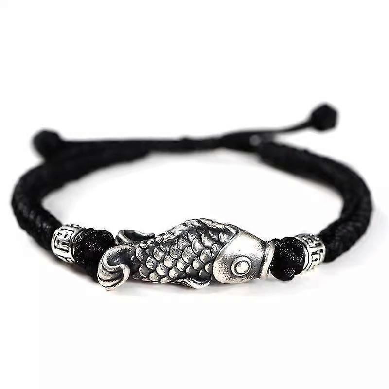 Couple's braided bracelet, carp, adjustable, black cord