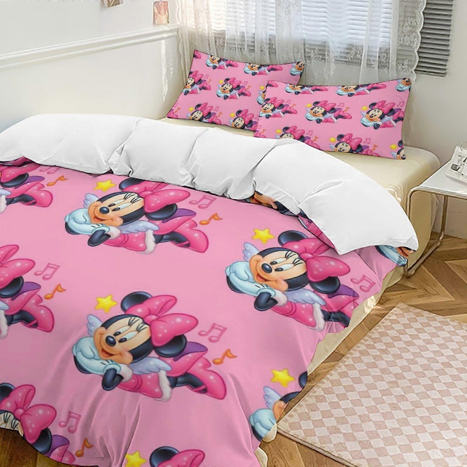 v4252  Bed Sheets Bedding Minnie MouseCartoon Collection 3-Piece Comforter Set, Personalized Bedding Decor for Kids And Teens  Bed Sheets  yuq4252