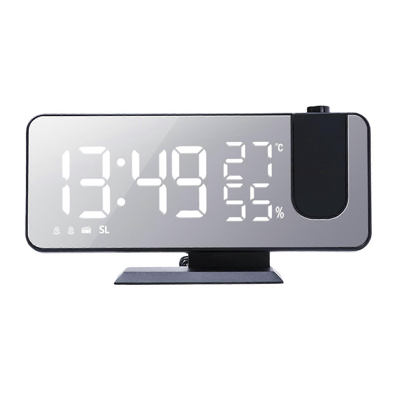 Digital Projection Temperature Hygrometer Alarm Clock with Snooze Black