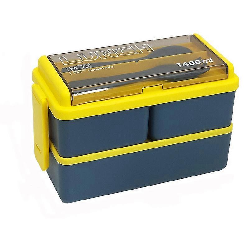 Japanese-style double-layer plastic lunch box microwave oven compartment lunch box sealed insulation student lunch box