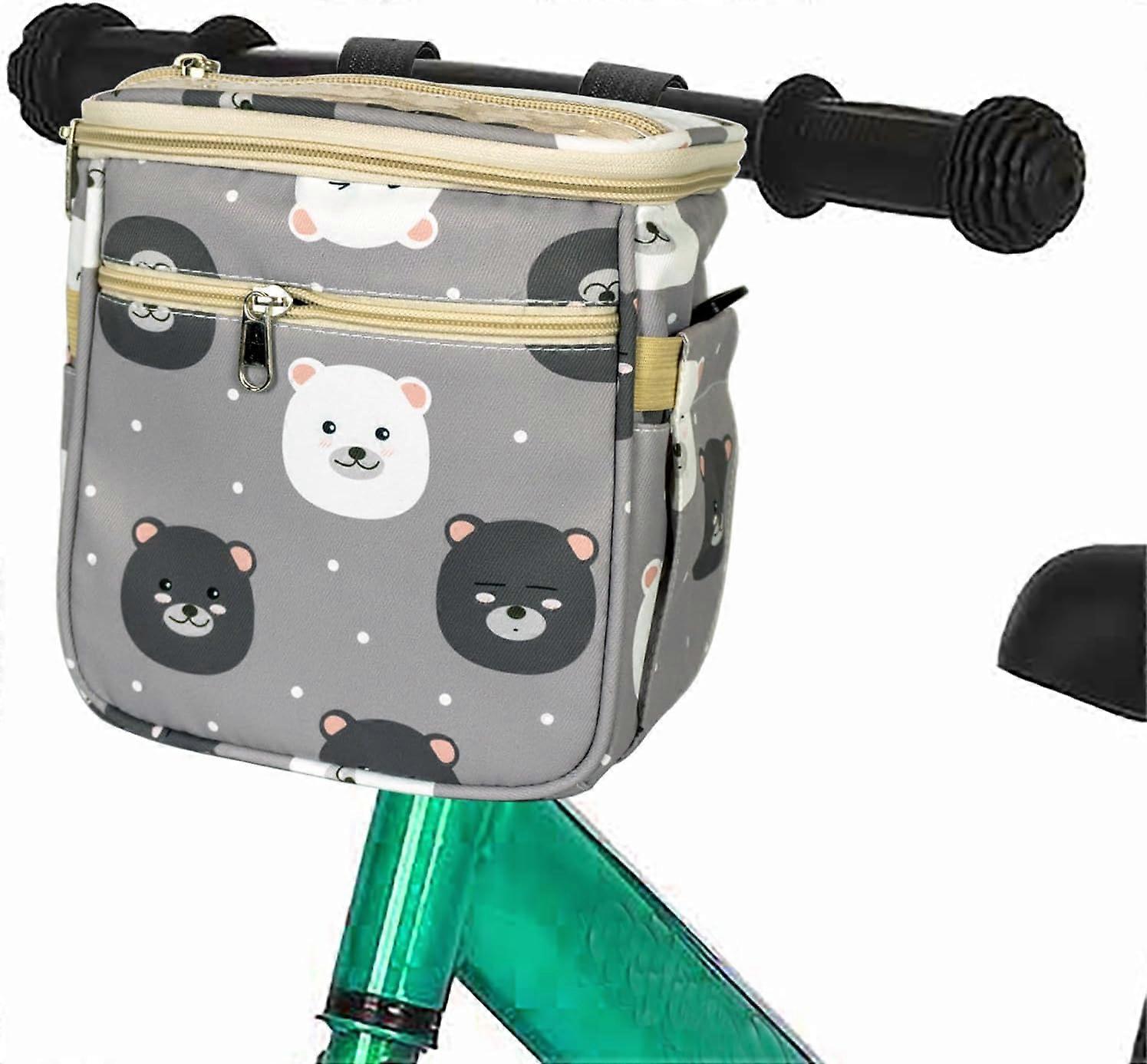 Fahrradlenkertaschen-Organizer, Dekorationszubehör für Kinderfahrräder vorne, für Laufräder, Dreiräder, Roller (Bär BW)