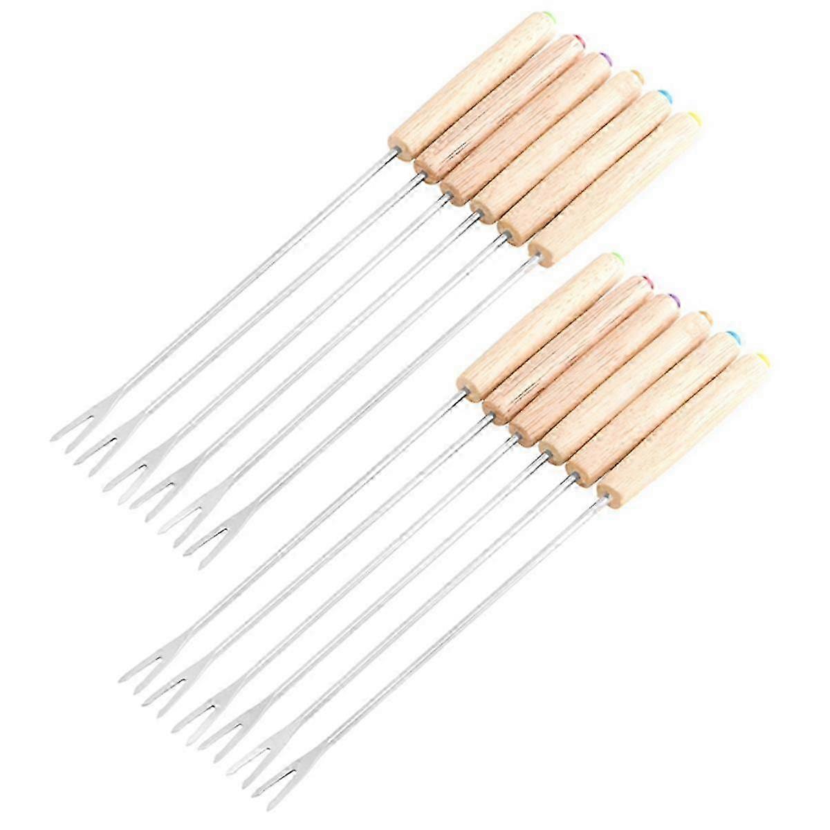Fondue Suitable forks, Cheese Fondue Sticks with Wooden Handle Heat Resistant Suitable for Chocolate Fountain Roast M