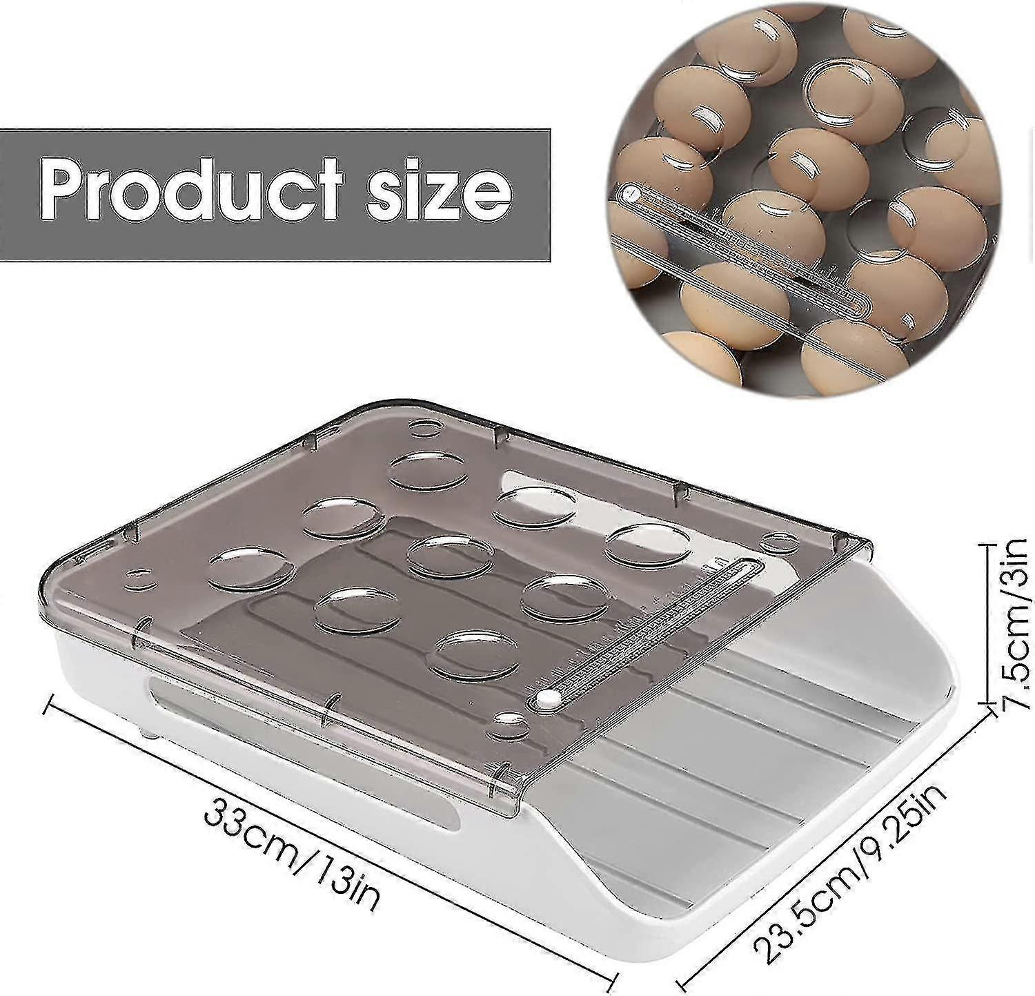 Stackable Self-rolling Egg Rack Non-slip Egg Tray Food Container 21 Eggs (grey)