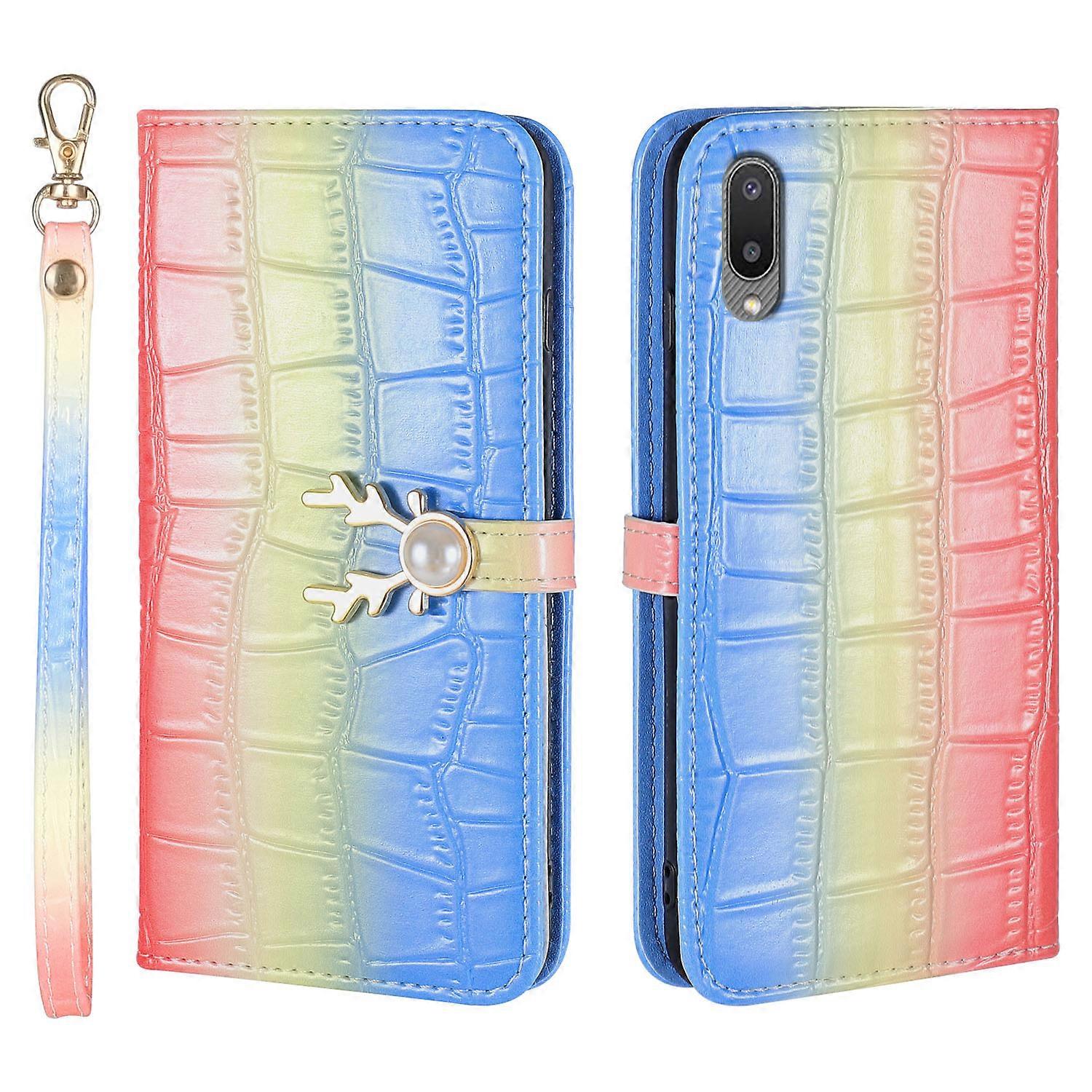 Elk Pattern Phone Case for Samsung Galaxy A02 with Card Holder, lanyard, PU Leather Material, Wallet Function, Corner Fall Protection
