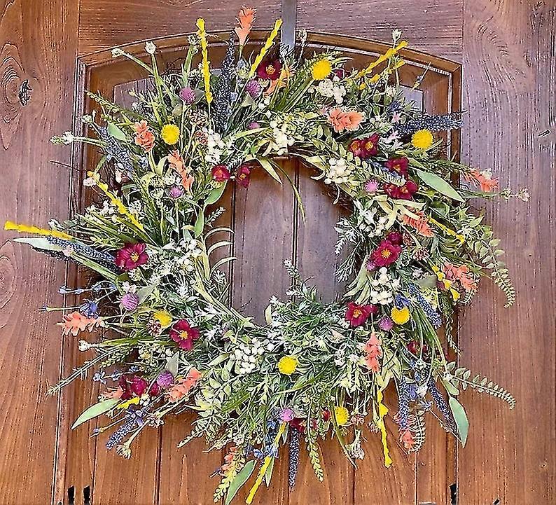 Spring And Summer Wreath On The Door