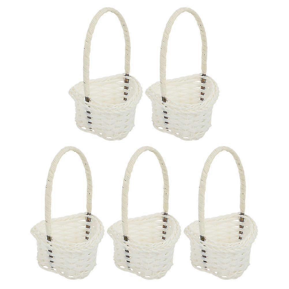 Set Of 5 Rustic Plastic Rattan Baskets