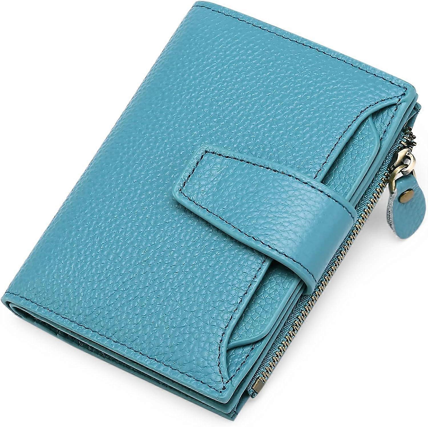 Sky Blue Women's Wallet Leather Slim Coin Pouch Women's Zip and Multi Card Short Wallet