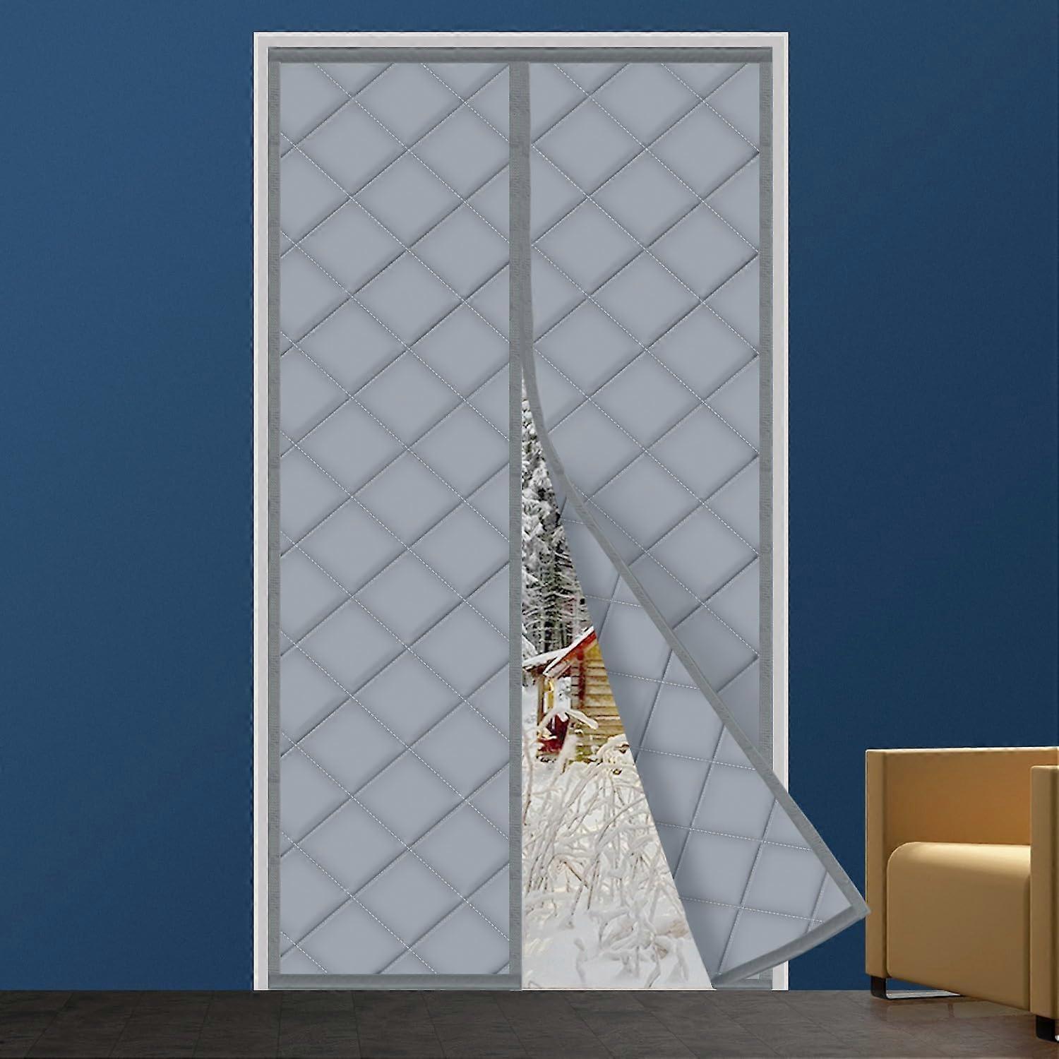Thermal Insulated Door Insulation with Magnetic, 90 x 200cm Grey, cold and noise resistant, suitable for pets, suitable for air-conditioned rooms