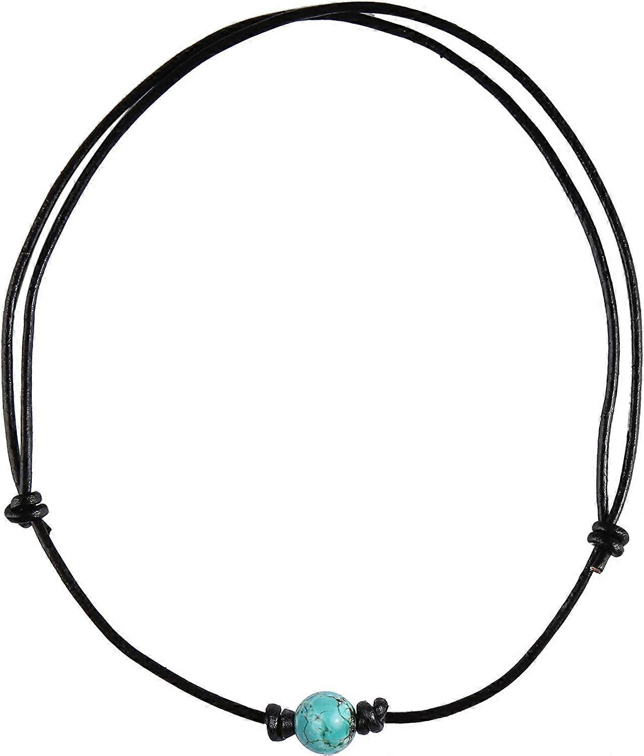 Collier simple sur cordon en cuir noir pour homme/femme