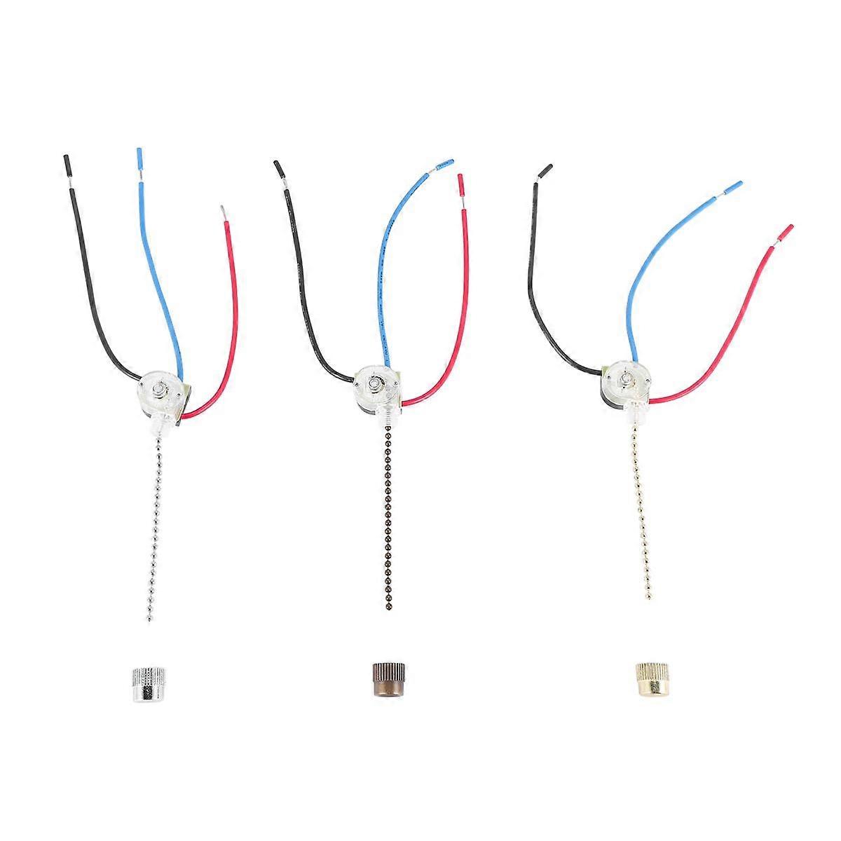 3Pack Ceiling Fan Light Switch ZE-110 Fan Switch 3 Way Speed Fan Switch Ceiling Pull Chain Switch Replacement