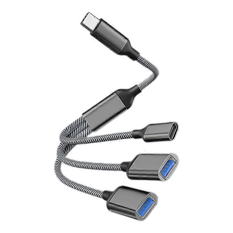 Type C to 2xUSB 1xType C Multiple Port HUB Cable Splitter for Type C Adapter