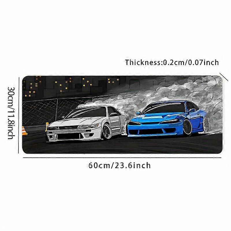 1pc, Large JDM Car Mouse Pad for Desk - Non-Slip Rubber Base - Stitched Edge - 31.5 x 15.7 in - Ideal for Work, Gaming, and Home - Perfect Gift for Bo