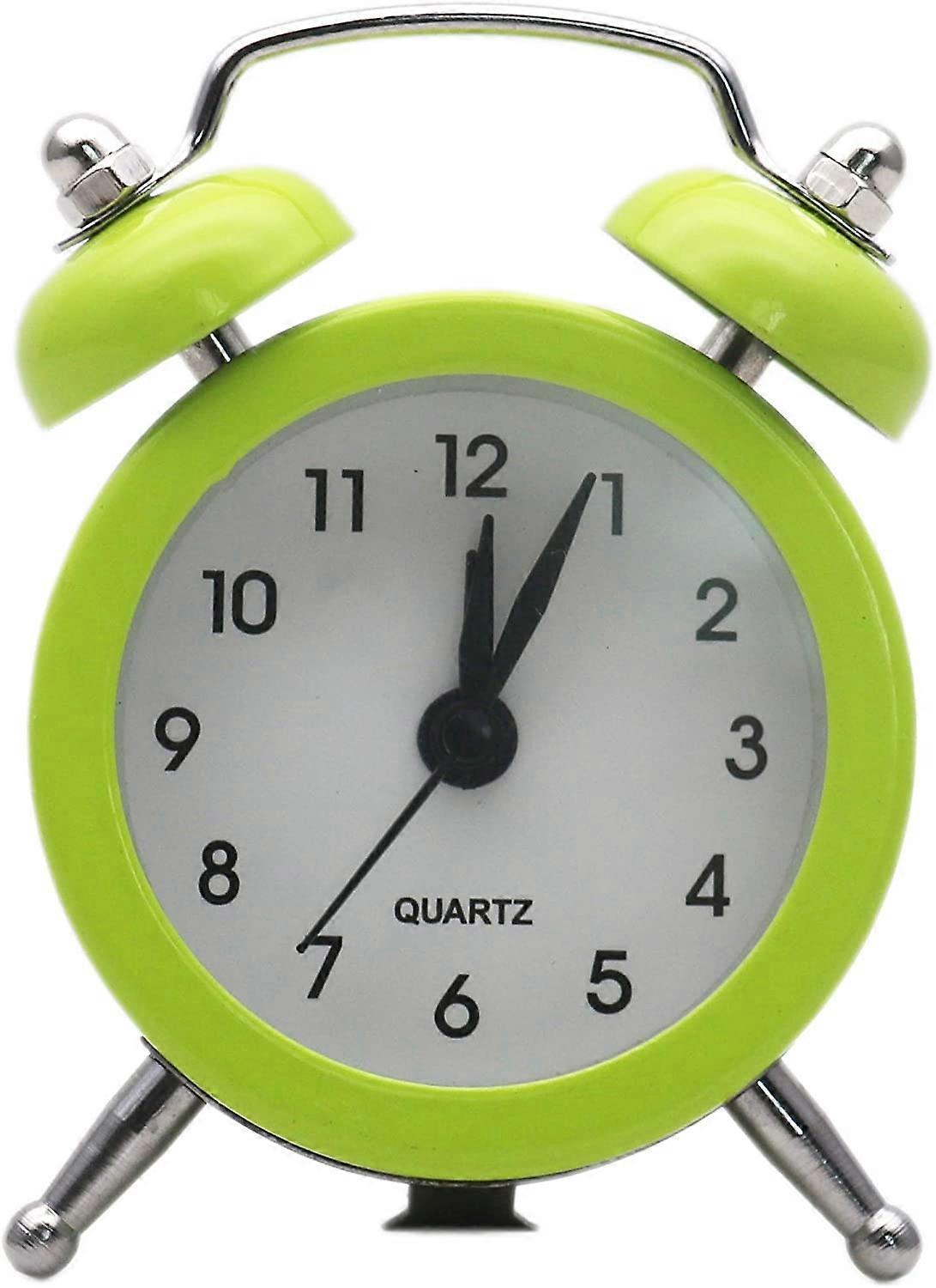 Mini alarm clock cute cartoon round portable metal clock