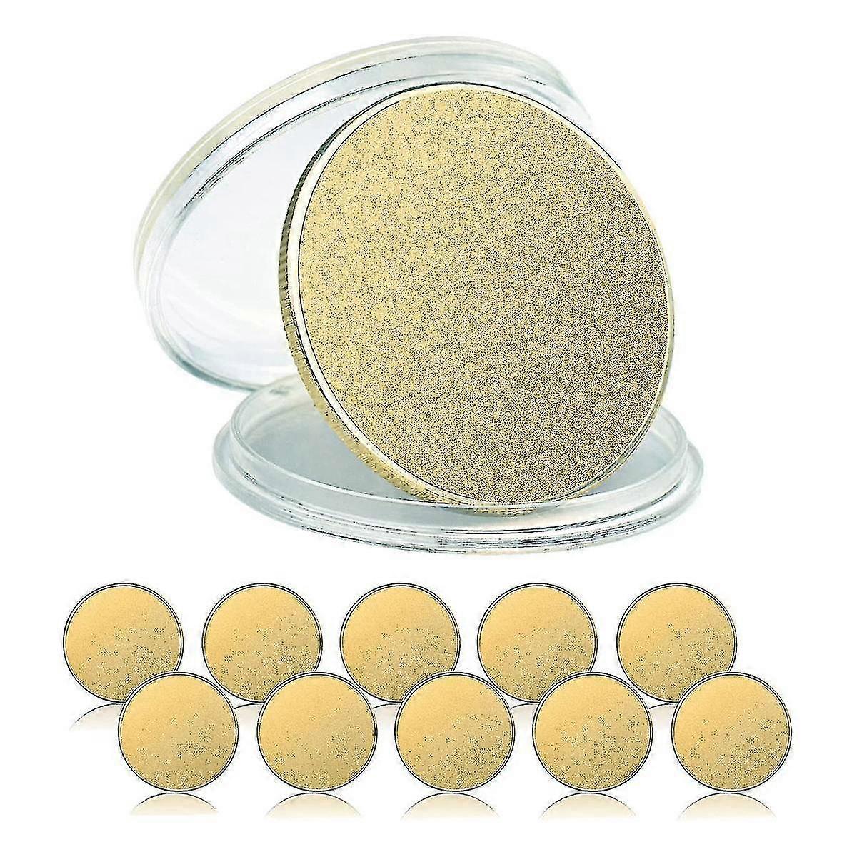 10 Pcs Blank , Engraving Blanks Coins, 40mm Diameter With Acrylic Protection Box (brass)-DT