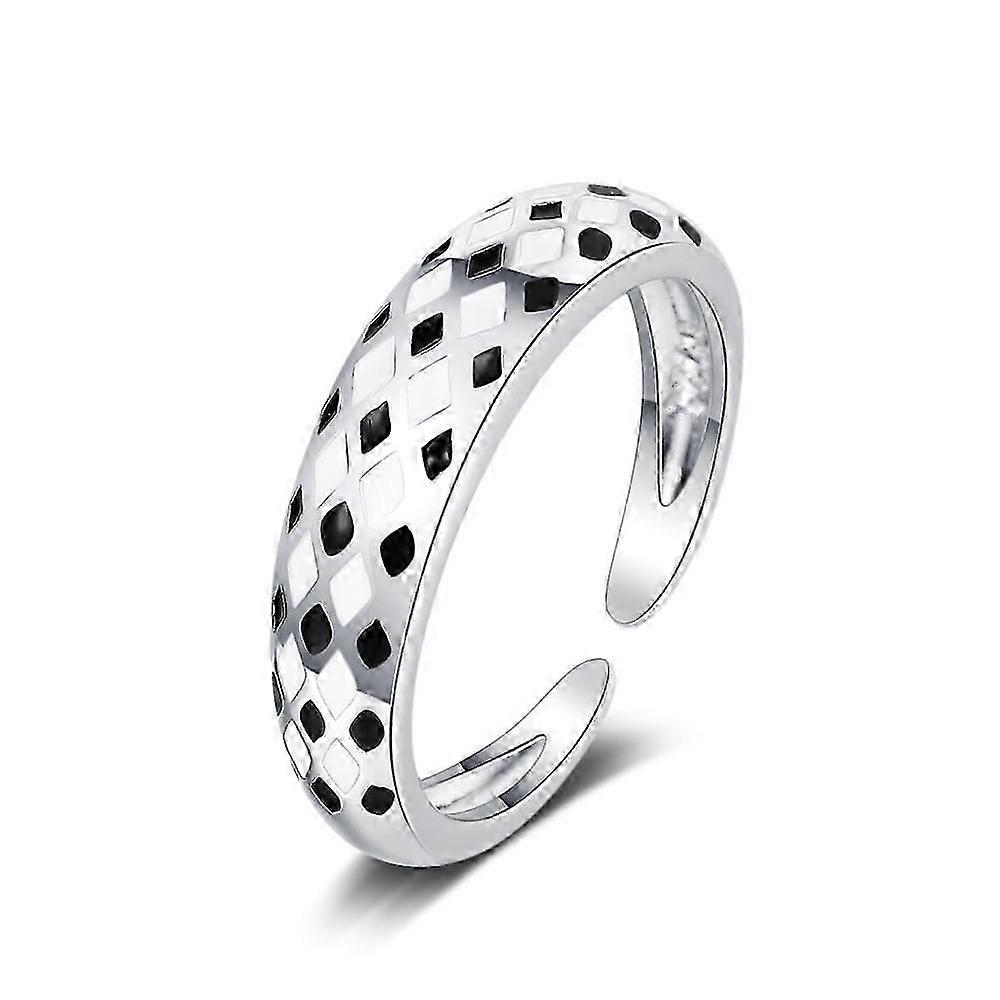 Black and White Checkerboard Ring Adjustable