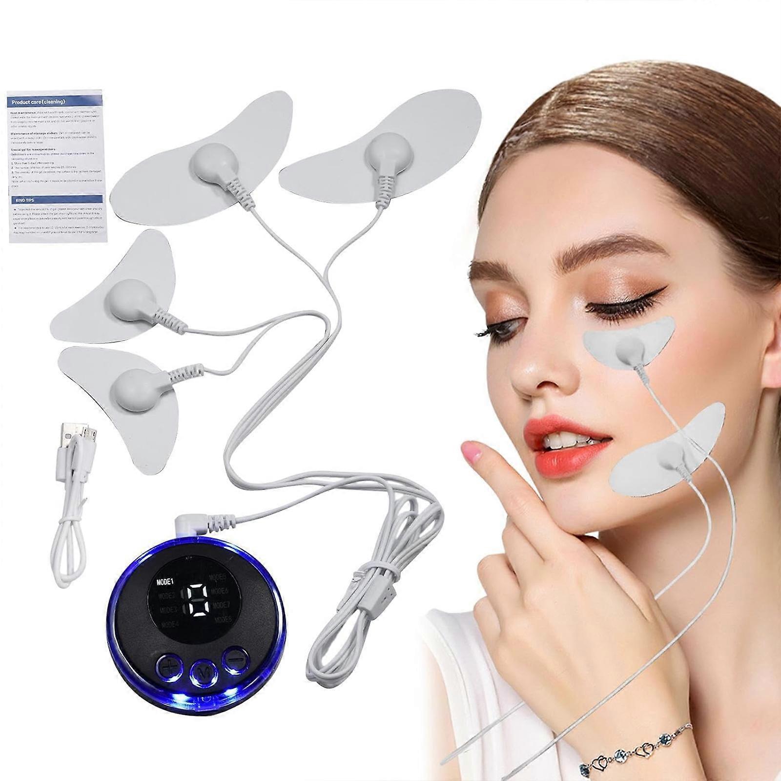 Firming Face Massager with Patch Pads Face Electrostimulator 8 Modes, EMS Microcurrent Electric Massager