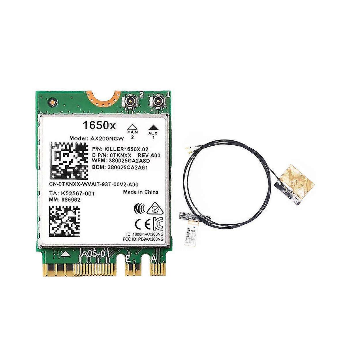 Til 1650X WiFi-kort + antenne AX200 AX200NGW 3000Mbps 2.4G 5G WiFi 6+BT 5.1 Gigabit trådløst netværk