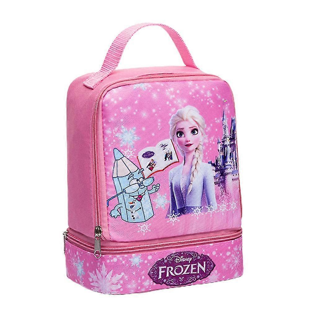 Kids Girl Frozen Cartoon Print Lunch Bag School Picnic Food Storage Thermal Bags Snack Box Reusable