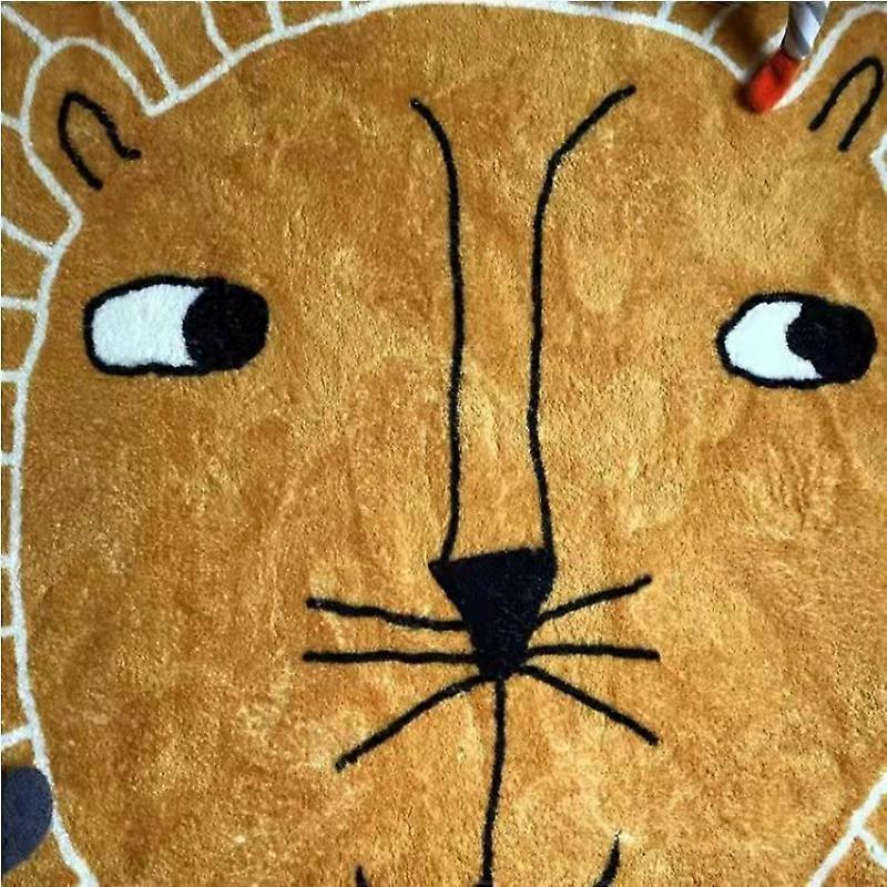 Cartoon Lion Bedside Rug, Soft Faux Cashmere for Bedroom