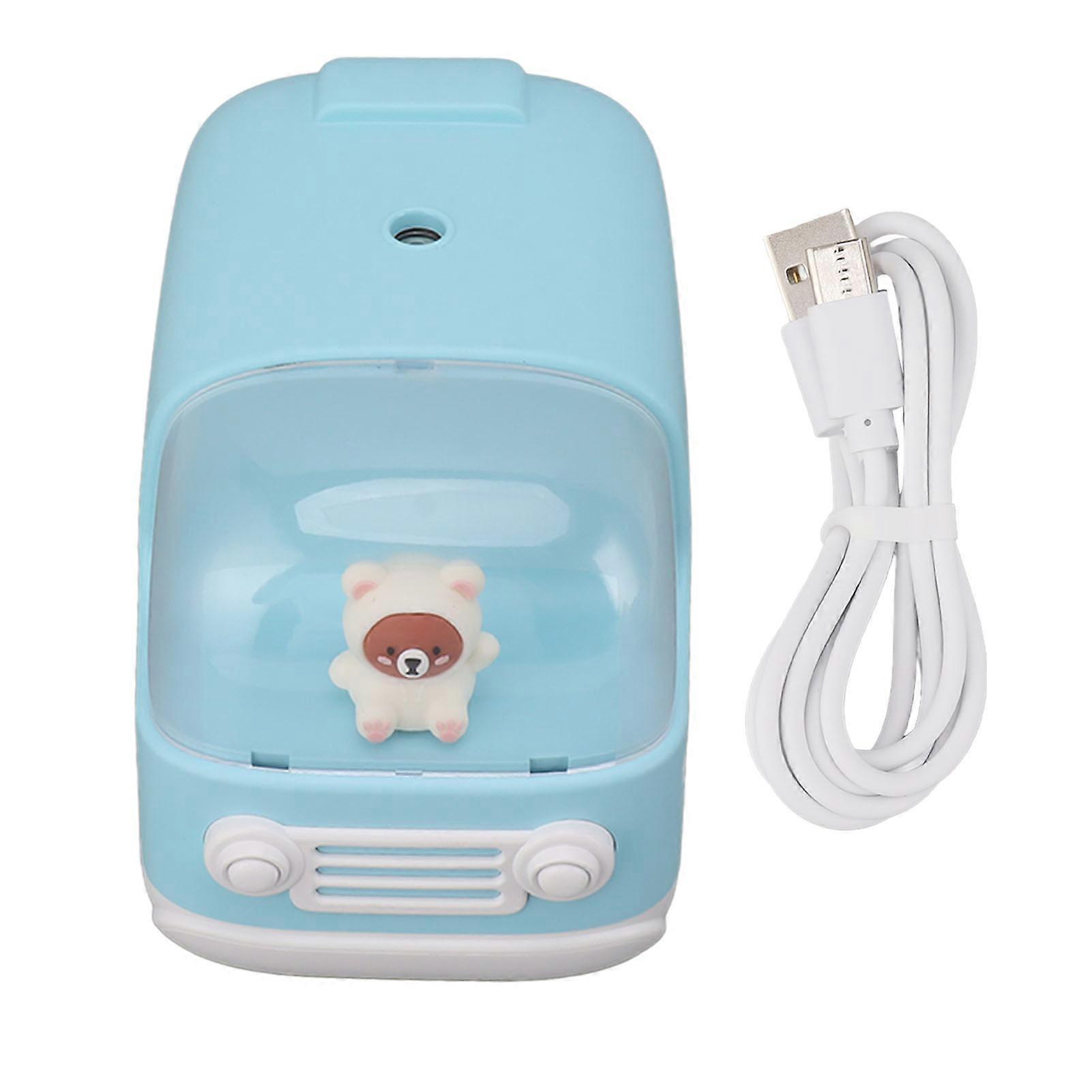 Niedlicher kleiner Luftbefeuchter 350ml Bär Bus Form USB Aufladung Tragbarer Mini Luftbefeuchter Cool Mist Diffusor für Desktop Büro Schlafzimmer Blau