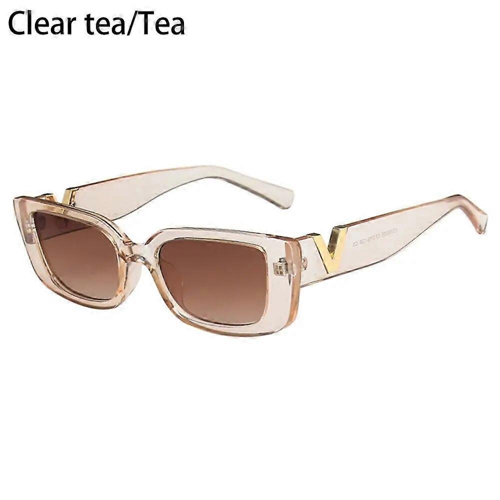 Retro Small Cat Eye Frame Sunglasses Metal Hinges UV400 for Adult Luxury V Sun Glasses Fashion Rectangle Jelly Sunglasses