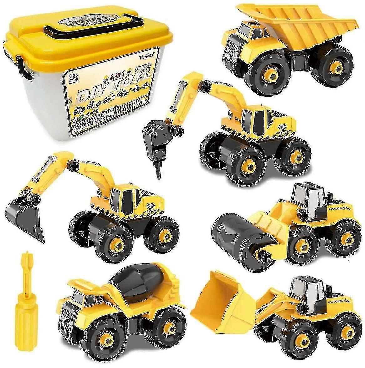 6 Em 1 Diy Construção Caminhão Escavadeira
