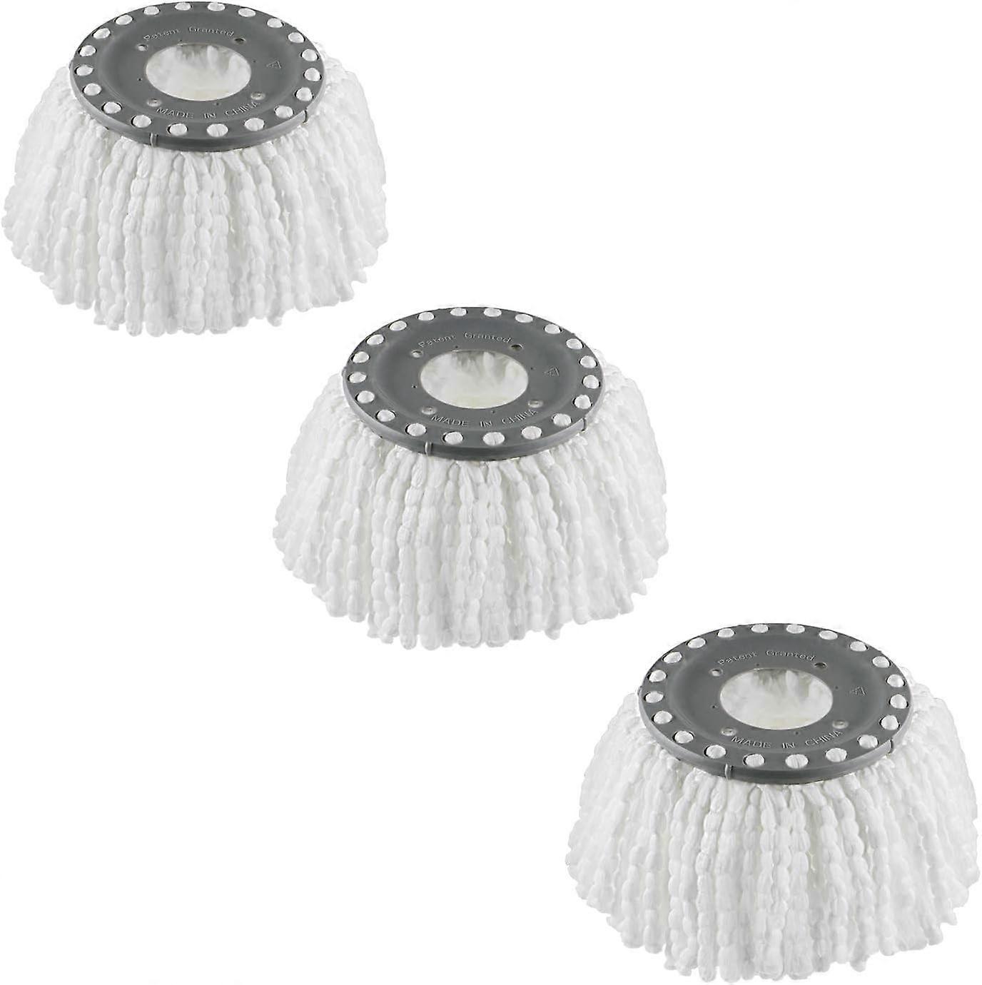 3 Pack Premium Replacement Mop Heads Refill for 360 Rotating Round Spin Magic Mop Microfiber White