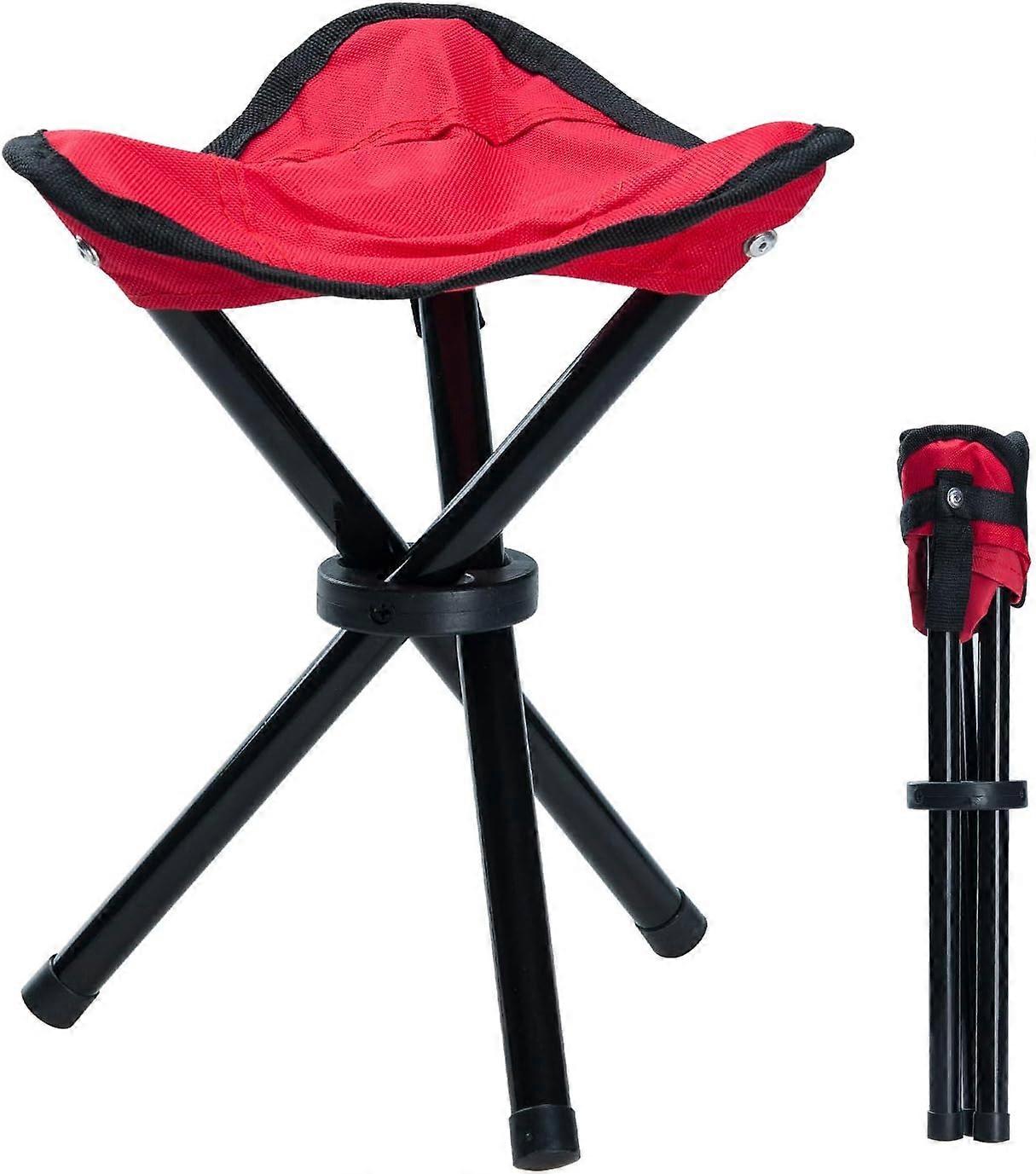Portable Folding Canvas Stool (Red) for Hiking, Camping, Fishing, Picnics, Beach, BBQ, Travel, Walking, Garden