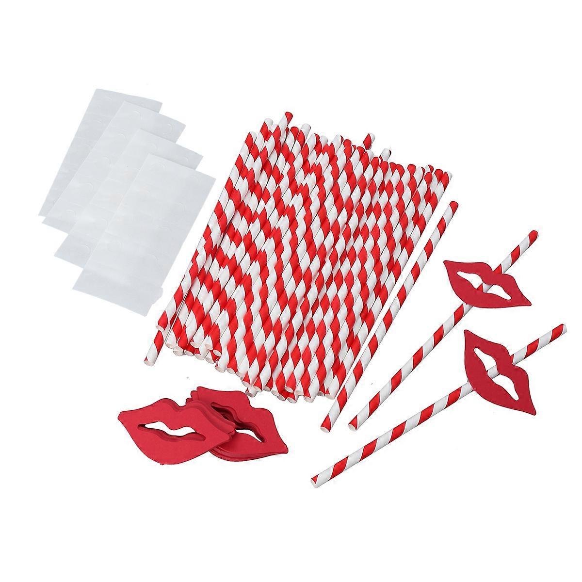 Cocktail Straws 40Pcs Red Paper Straws for Reusable Party Decor