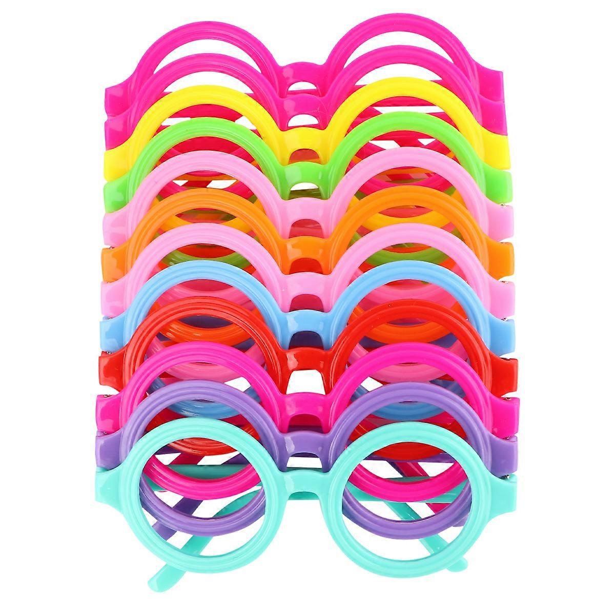 12pcs Candy Colors Glasses Frame Wizard Nerd Round Black Frame Glasses No Lenses Costume Eyewear (Assorted Colors)