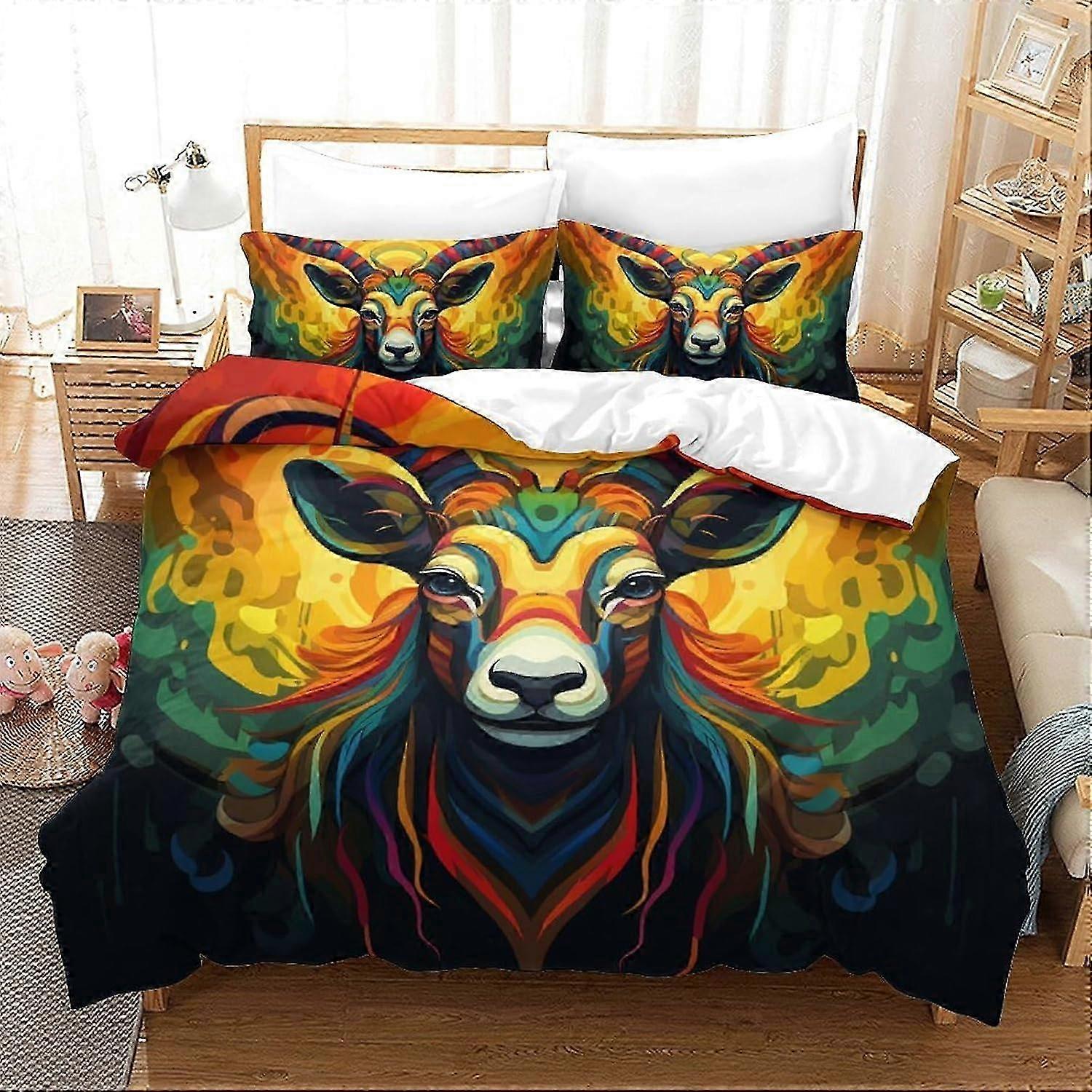 J31 Bed Sheets Antelope 3D Printed Duvet Cover Set 3 Pieces Bedding Soft Microfiber with Zipper ClosurePillowcases for Teens And Adults Bed Sheets BBA