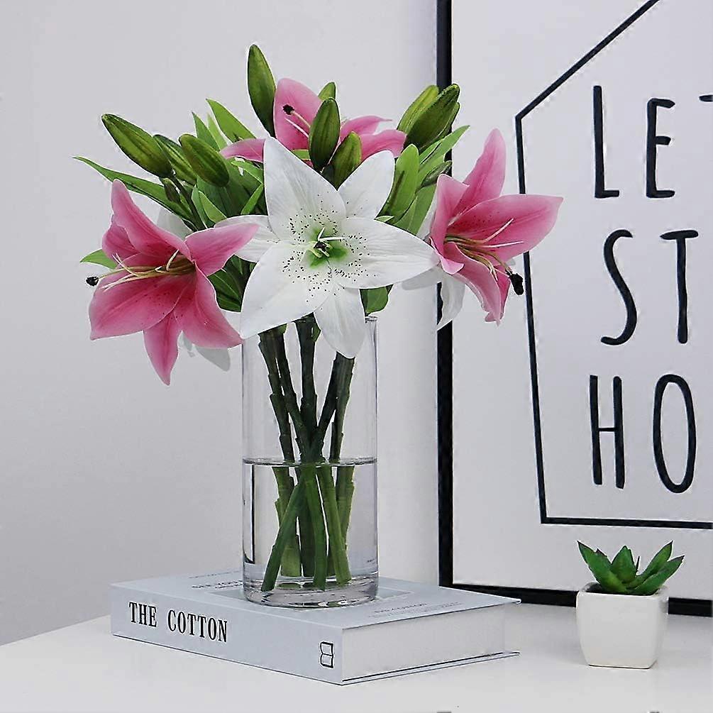 6 Pink Artificial Lilies, Home Decor