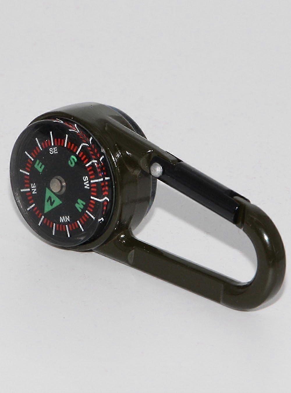 Carabiner Compass Compass Thermometer, Metal Multifunctional Portable Compass For Hiking/travel/camping With Magnifier, Professional 3 In 1 (army