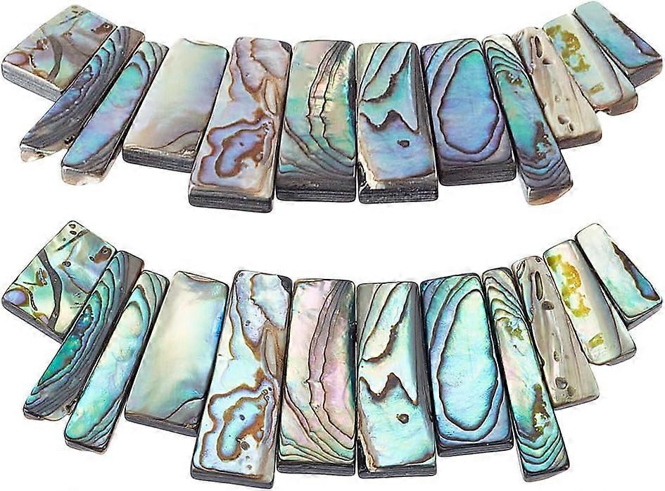 12Pcs 2 Styles Natural Paua Shell Graduated Beads Rectangle 11~31x5~10x2~4mm Hole: 1mm 6pcs/style