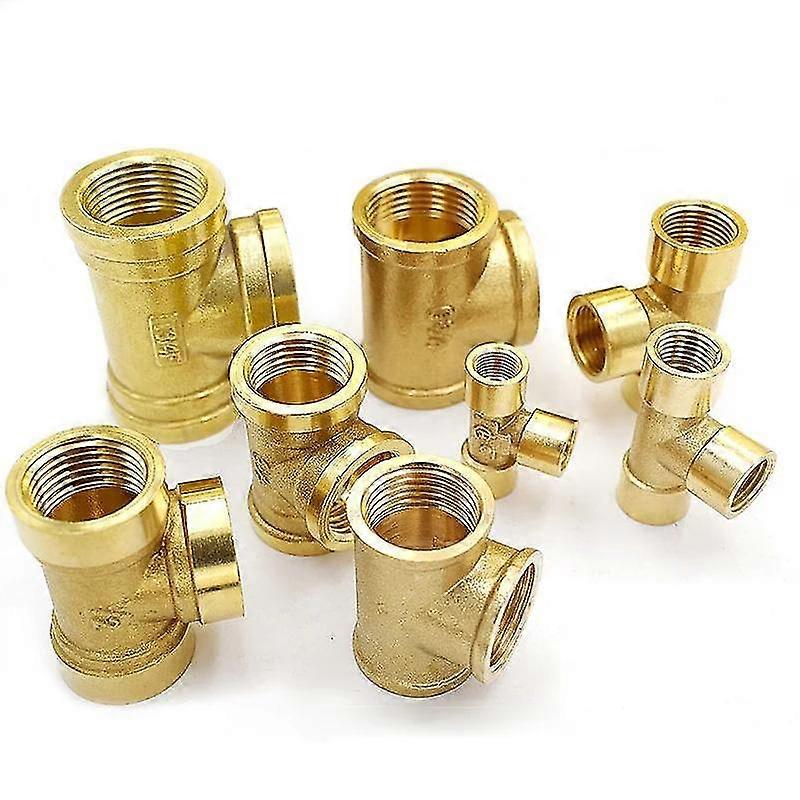 Utmerket messing Tee Connector 1'' 1.2'' 1.5'' Kobber mann-kvinne Gjengerørmontering BSP Albue T Type Slange Automatisk vanningsutstyr