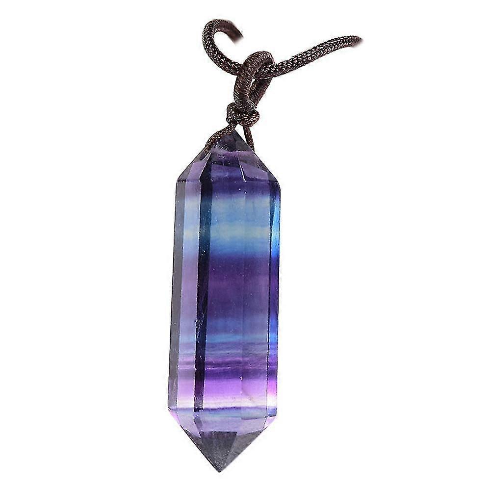 Fluorite Pendant Crystal Hex Corner Pointer Bottle Terminal Pendant Necklace-MXBC
