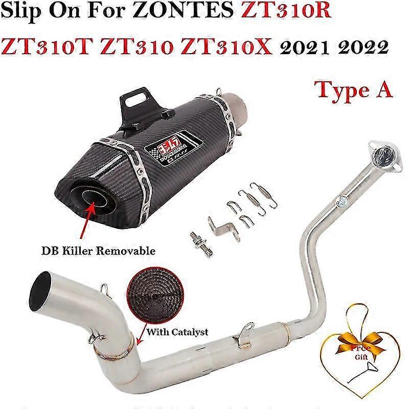Exquisite exhaust pipeFull System For ZONTES ZT310R 310R ZT310T ZT310X 2021 2022 Motorcycle Exhaust Escape Modify Front Link Pipe Muffler DB Killer