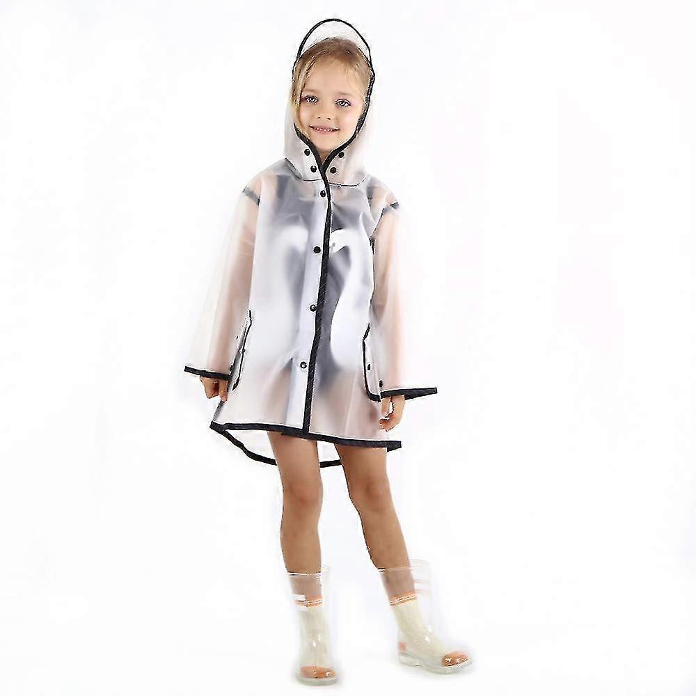 Enfant Transparent Bouton Imperméable, enfants Hooded Rain Jacket, pluie Porter