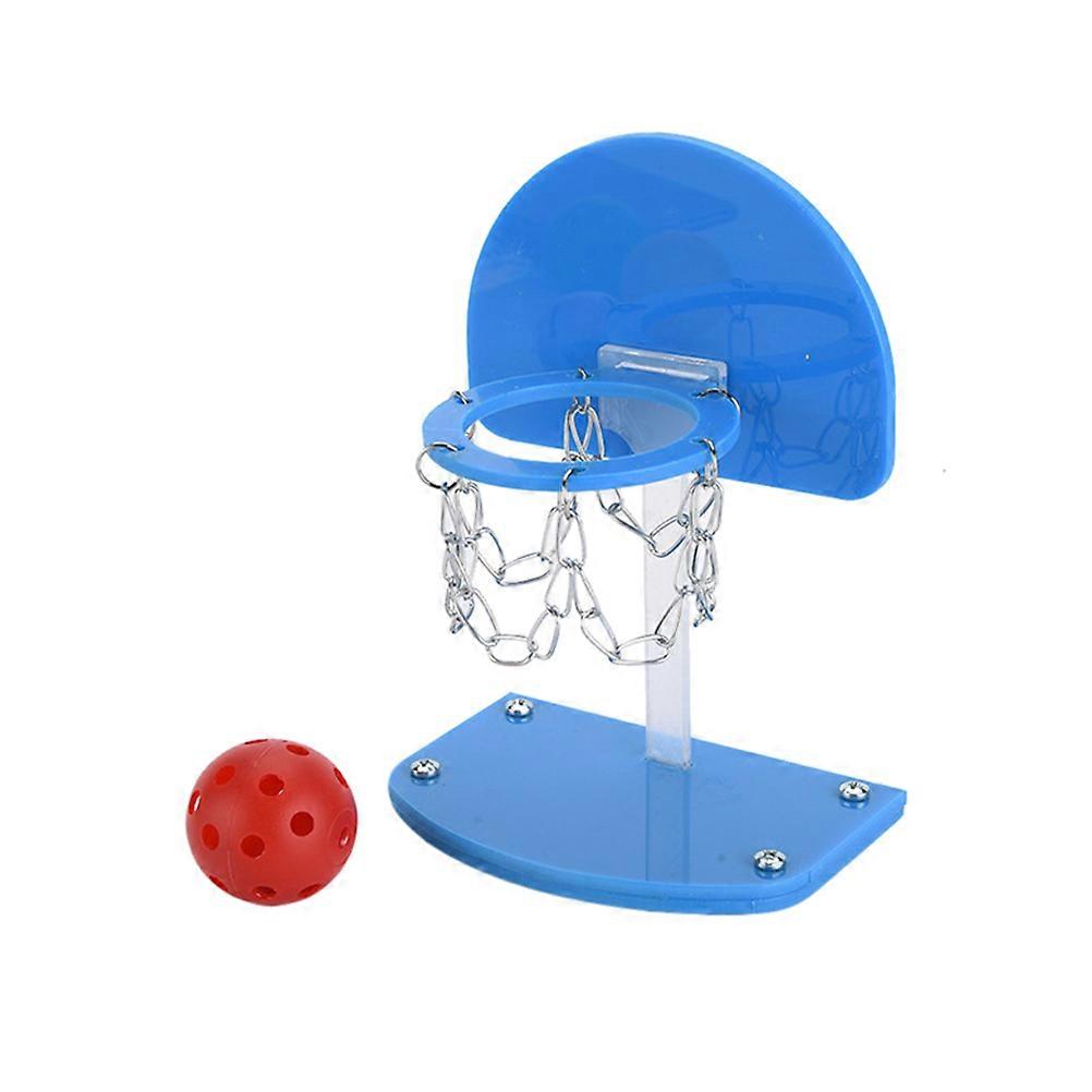 Mini Basketball Set Basketball Game Desktop Table Basketball Games Fun Sports Toy for Parrot Size L (Blue)
