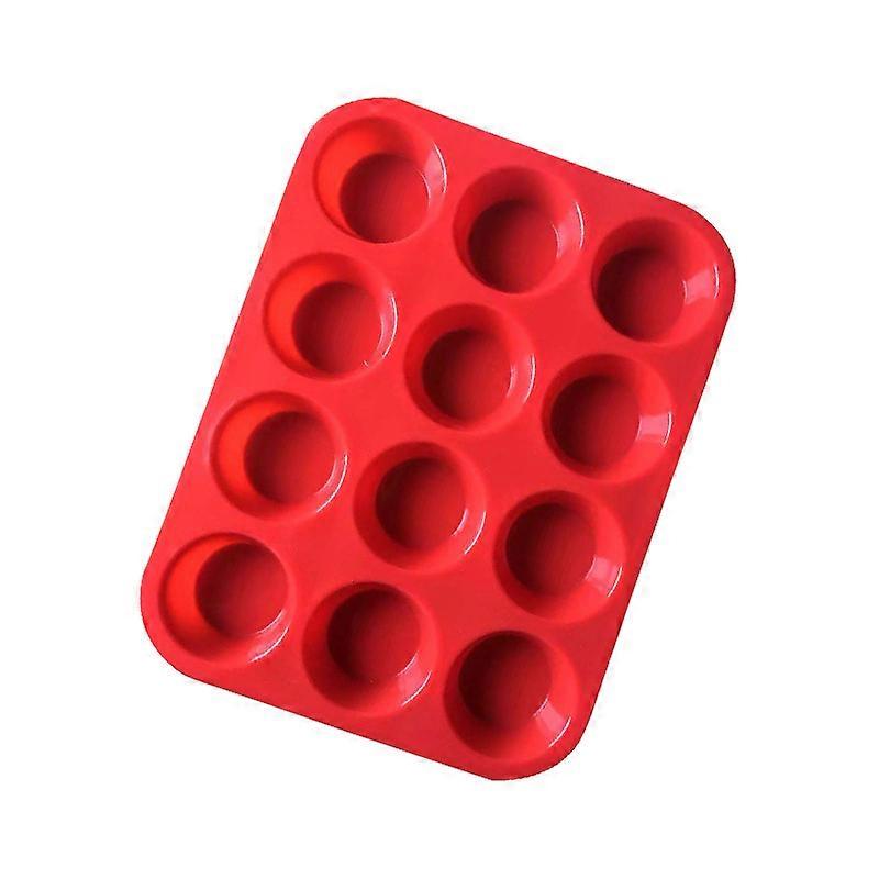 Muffin Trays Nonstick Yorkshire Pudding Tray Quick Release Cupcake Moulds For Making Cake And Muffin(1Pcs, Red)