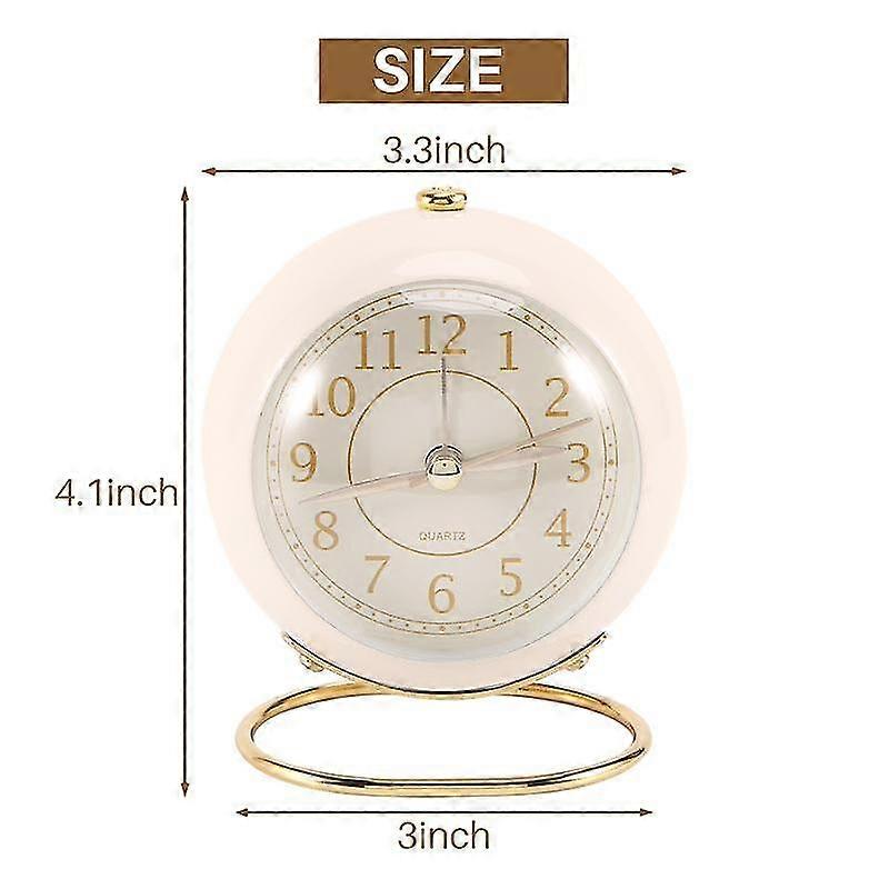 Small Table Clocks, Classic Non-ticking Quartz Tabletop Analog Alarm Clock Desk Clock With Backligh