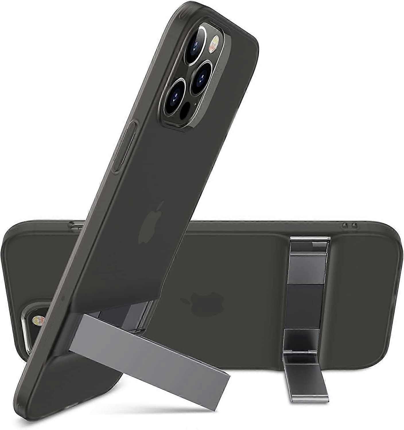 Metal Kickstand Case Compatible with iPhone 12 Pro Max 6.7-Inch [Patented Two-Way Stand] [Reinforced Drop Protection] [Soft and Flexible Back] - Clear