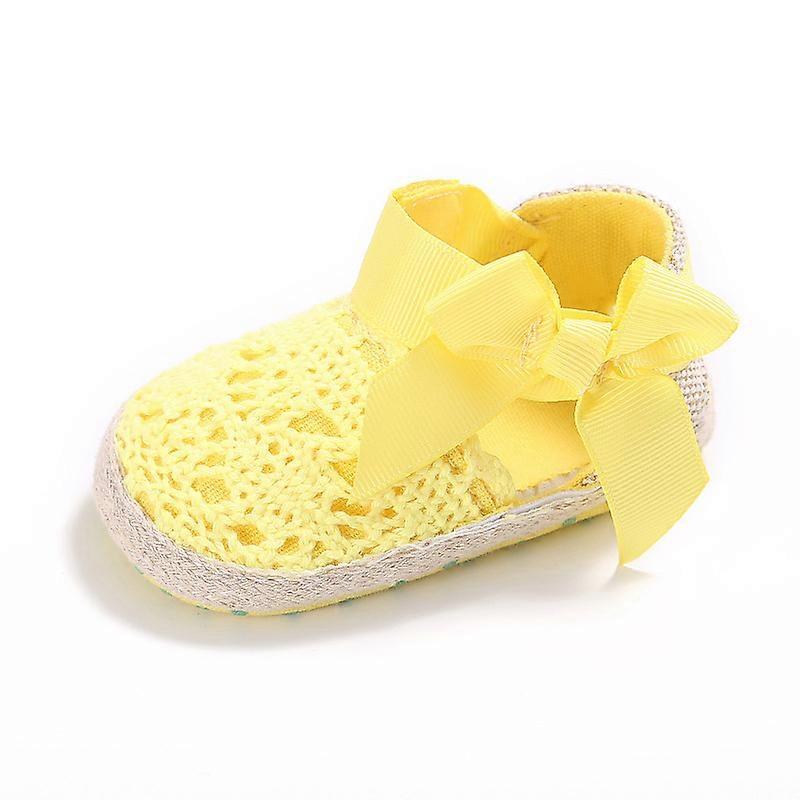 Baby Girl Newborn Shoes Spring Summer Sweet Very Light Mary Jane Big Bow Knitted Dance Ballerina Dress Pram Crib Shoe