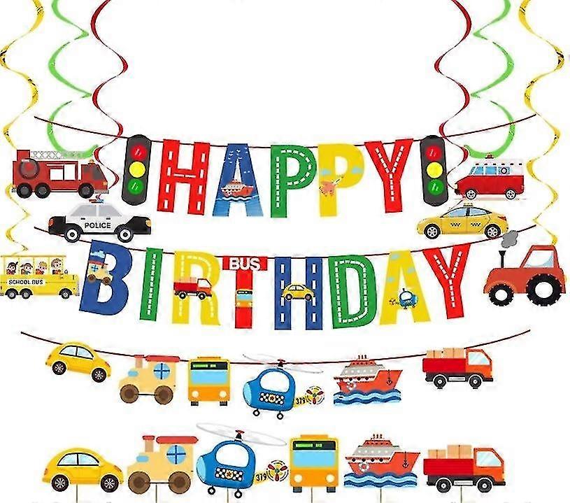 Transportation Happy Birthday Banner