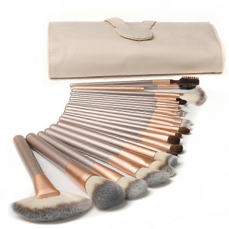 18 Beige Makeup Brushes, Makeup Brush Set With Pu Leather Bag