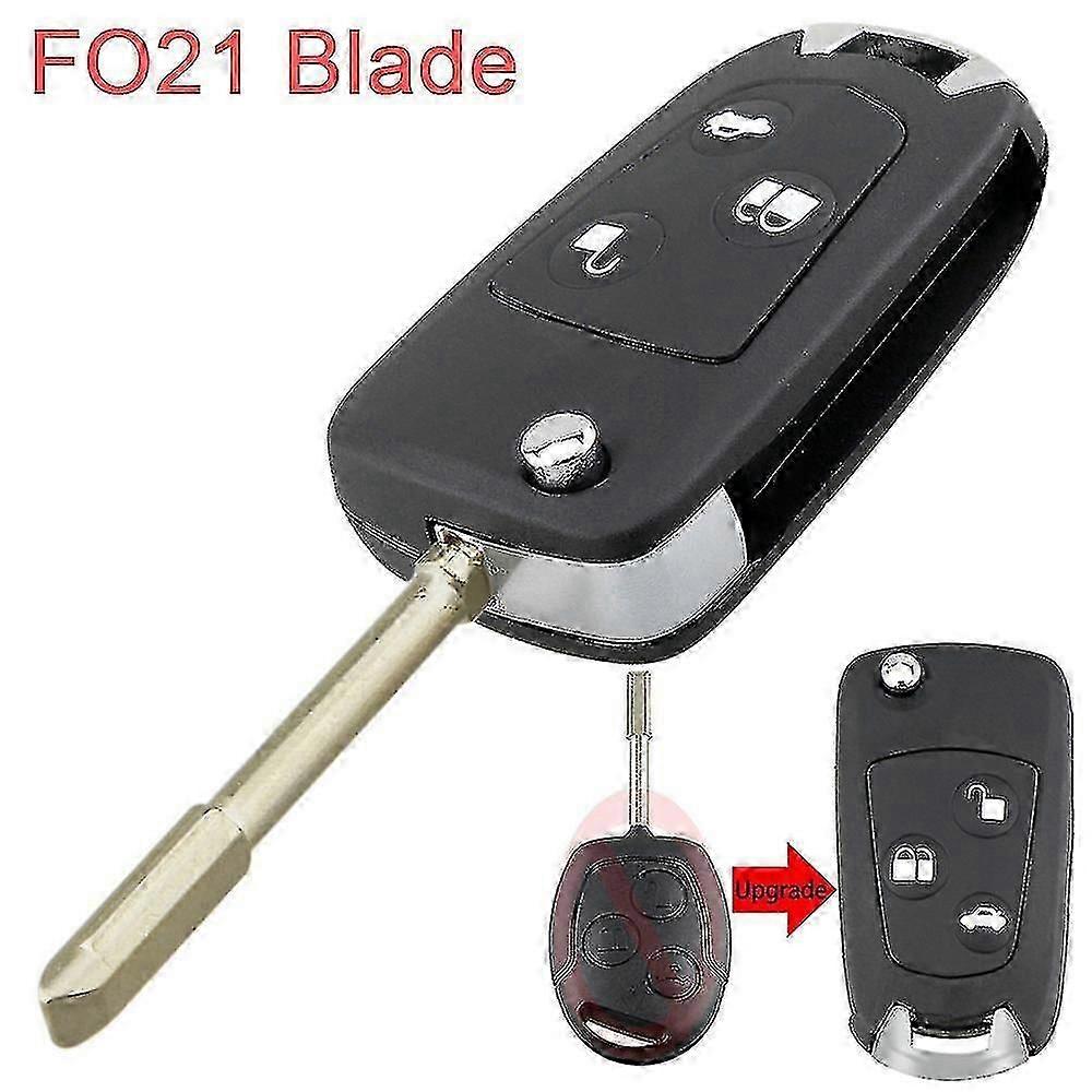 Foldable 3 Buttons Remote Control Key With Fo21 Blade, For Ford Mondeo Fiesta Focus Ka Transit 2002 - 2012 Car