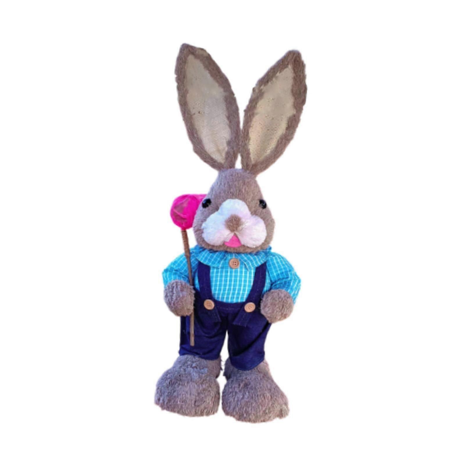 Woven Rabbit Toy Easter Rabbit Statue Office Photo Prop Straw Bunny Figurine Style A