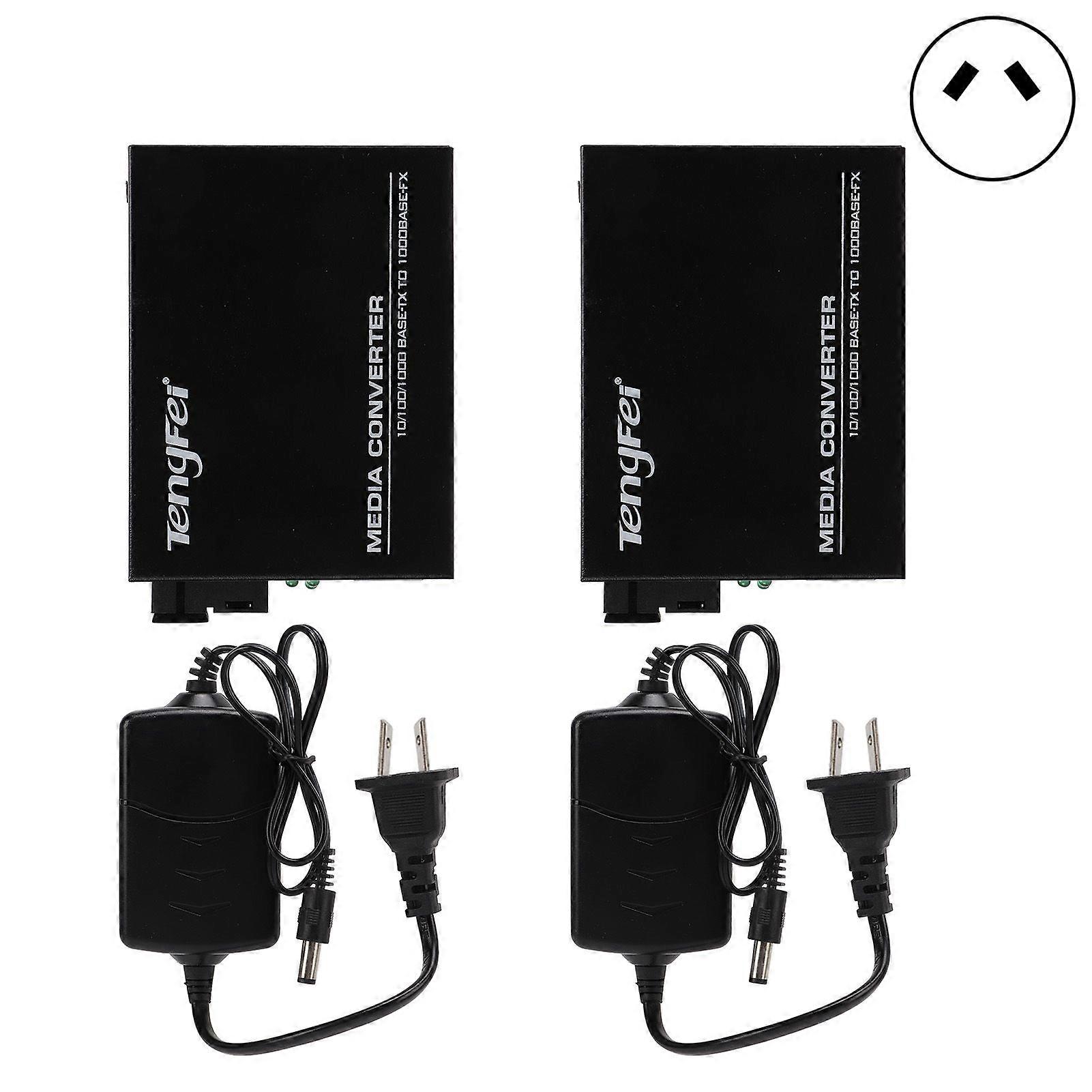 Gigabit Ethernet Optical Transceiver Single Mode Media Converter with LED Indicators 20KM 100240VAU Plug